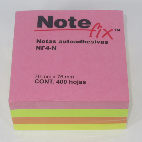BLOCK NOTAS NOTE FIX NEON C/4 DE 100 HJS. 3X3 C/U  NF4-N 3M 