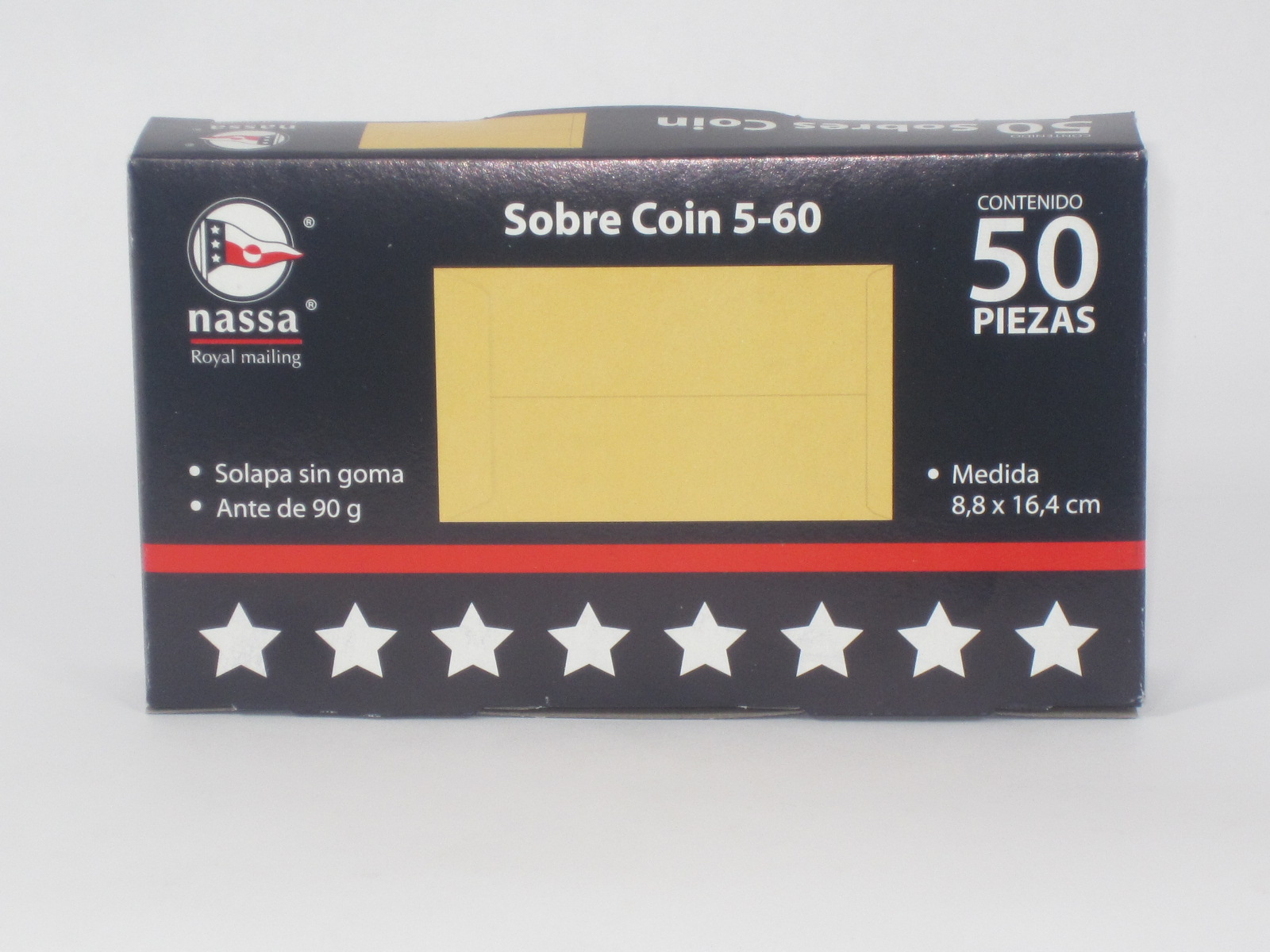SOBRE BOLSA COIN 5-60 PAQ C/50 60 GMS 8.8X16.4 CMS NASSA    