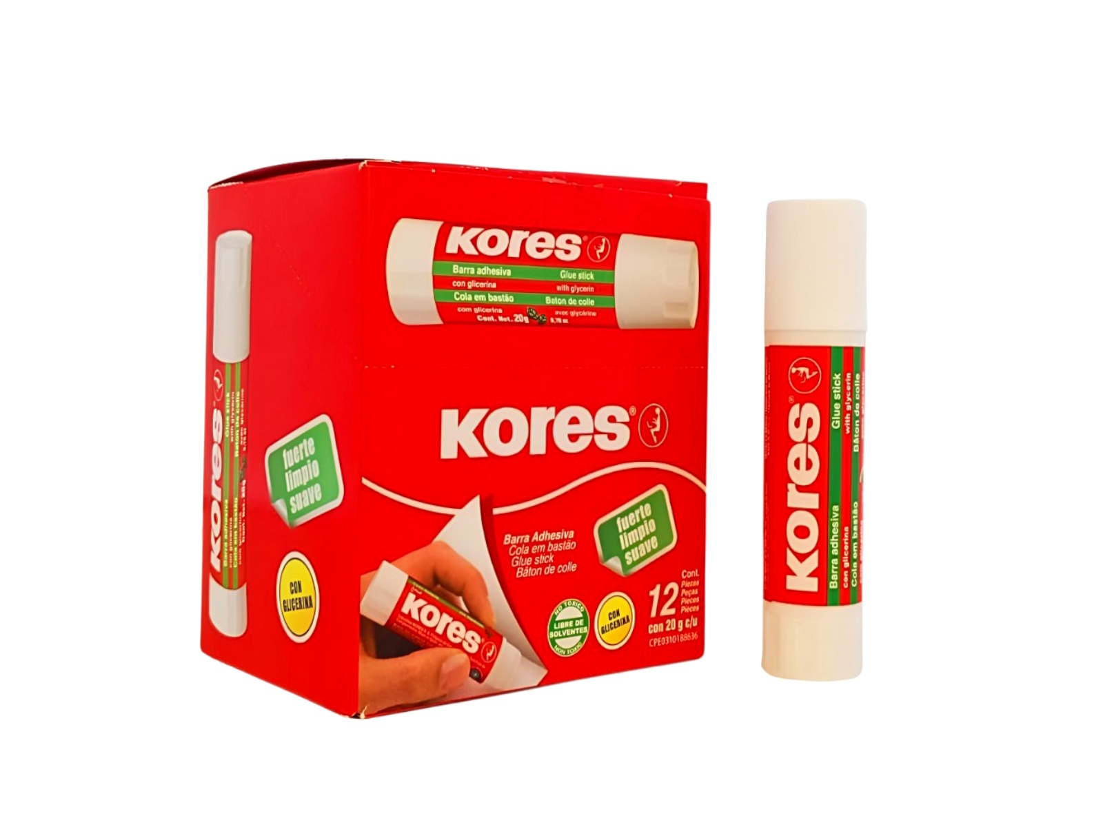 LAPIZ ADHESIVO TUBO 20 GMS. CAJA C/12 KORES                 