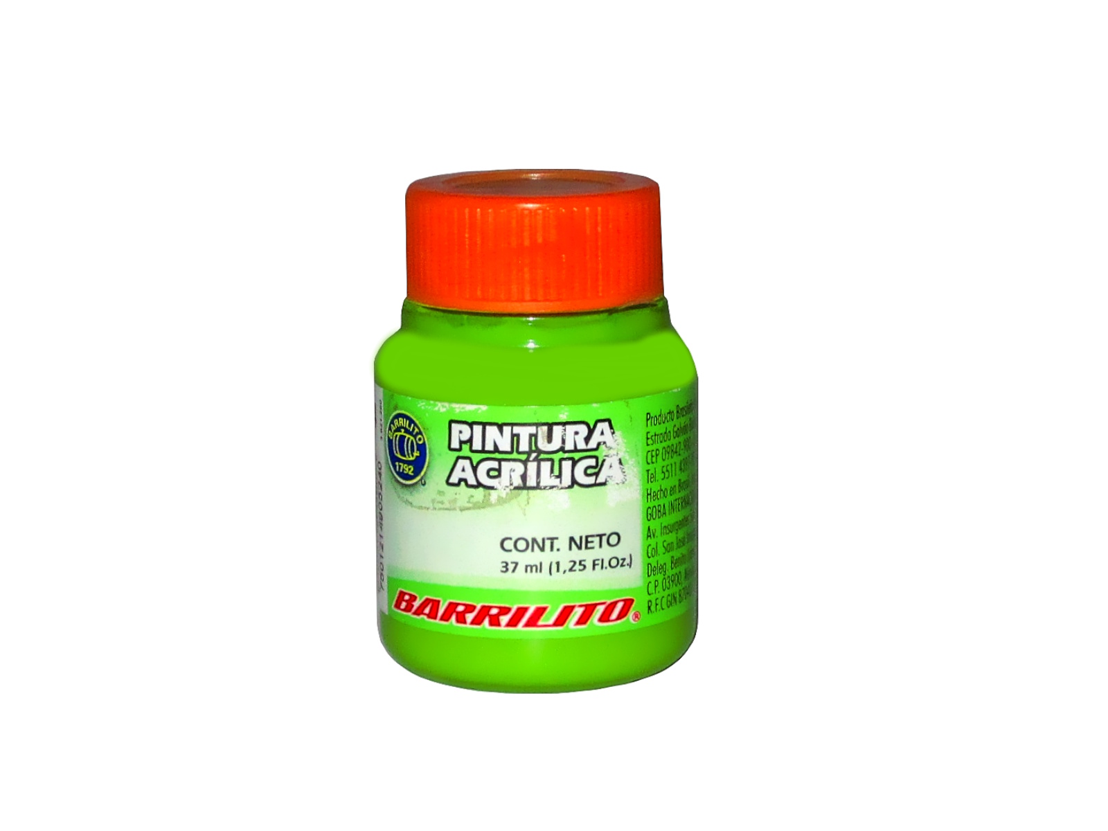 PINTURA ACRILICA 37ML VERDE LIMON AB324 BARRILITO DESCONTINU