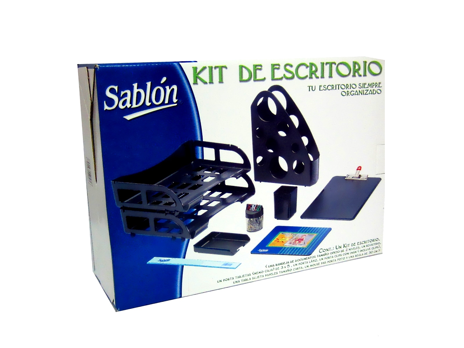 KIT DE ESCRITORIO SABLON 5425NE (TABLA, REVISTERO, CHAROLA..