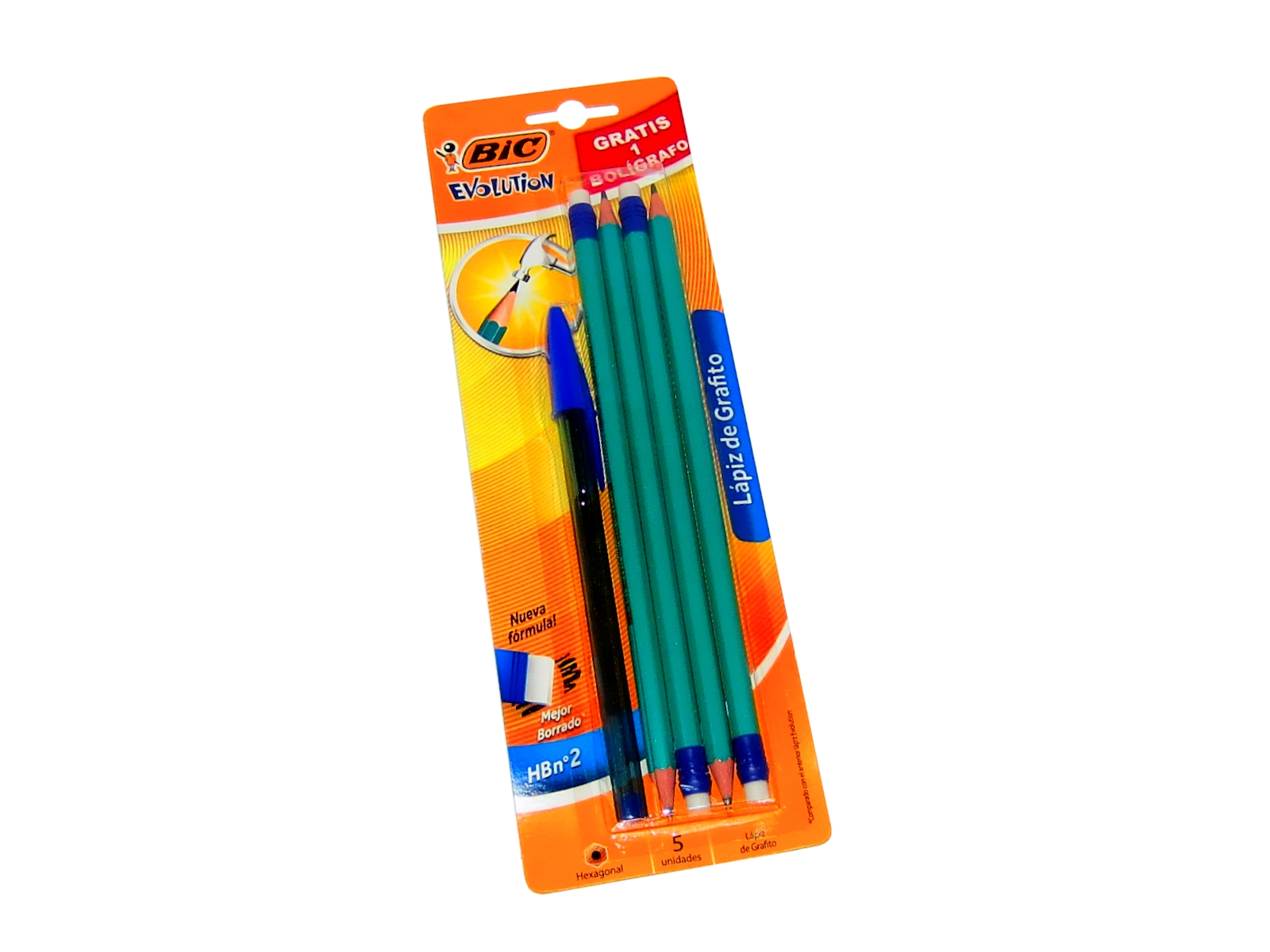 LAPIZ EVOLUTION BLISTER C/4 NO.2 HB + 1 BOL CRISTAL BIC     