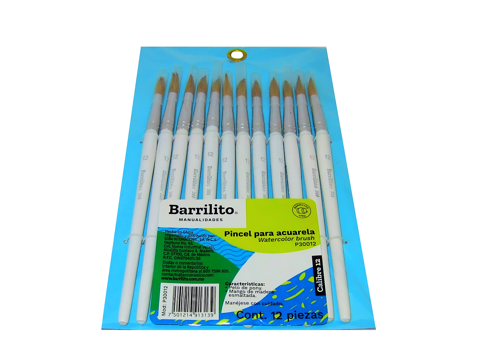 PINCELIN PARA ACUARELA CAL 12 P30012 C/12 BARRILITO         