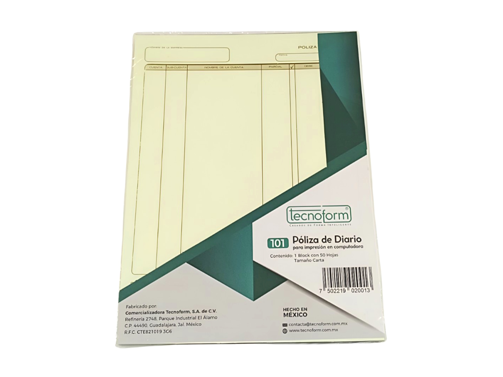 BLOCK TEC 0101 POLIZA DE DIARIO P/MAQ CARTA 50 HJS          