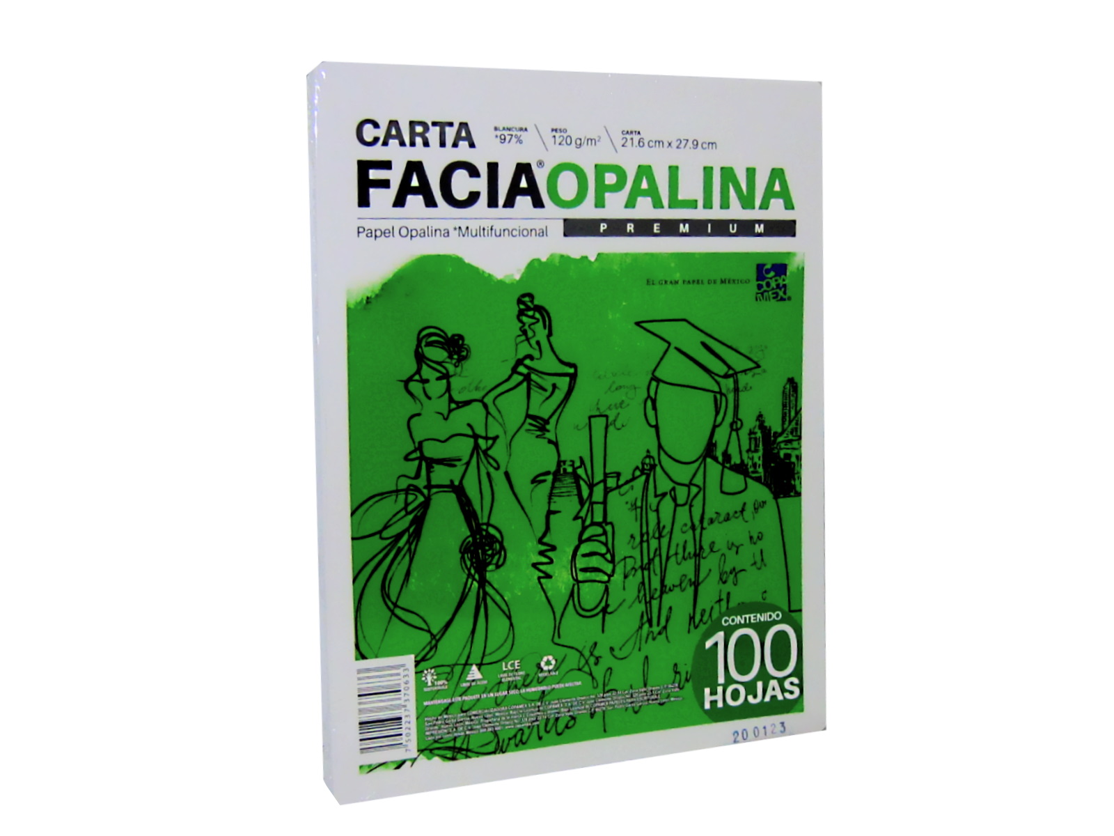 PAPEL OPALINA CARTA C/100 125 GMS BLANCO COPAMEX            